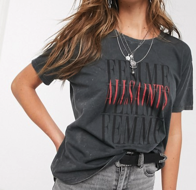 AllSaints femme dima t-shirt in washed black