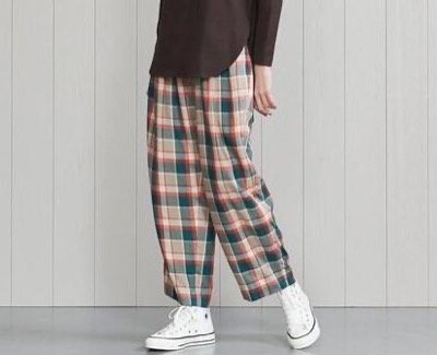 BEAUTY&YOUTH UNITED ARROWS　CHECK TUCK TAPERED PANTS
