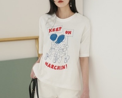 UNE MANSION MARCHINデザインプリントＴシャツ