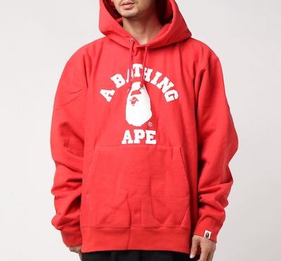 A BATHING APE パーカー RELAXED CLASSIC COLLEGE PULLOVER HOODIE