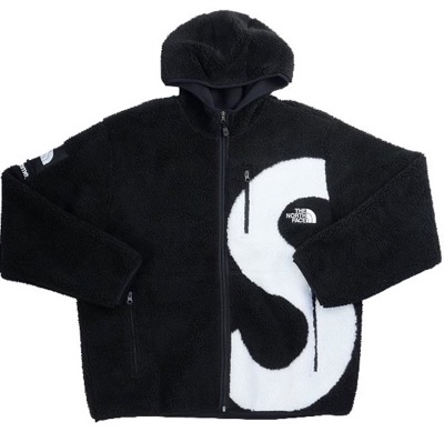 Supreme S Logo Hooded Fleece Jacket Black