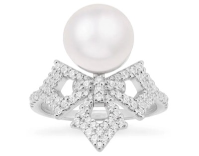 APM Monaco Cross Ring With Pearl - Silver