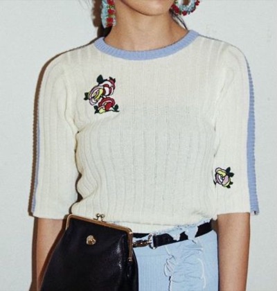 PAMEO POSE　BOUQUET EMBROYDERED KNIT TOP