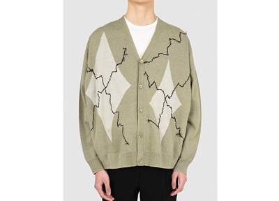 lad musician　INTERSIA+EMBROIDERY LINEN KNIT ARGYLE
