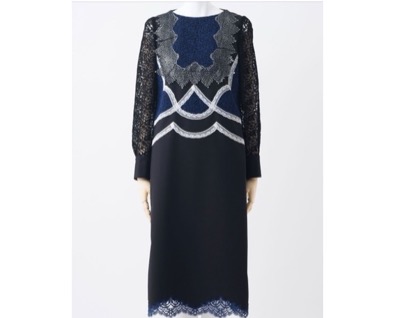 overlace　silver lace dress-black