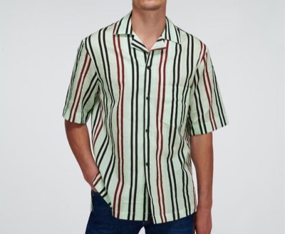 Acne Studios　Candy Striped Short-Sleeved Shirt Pastel Green