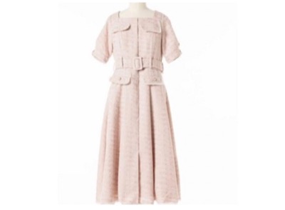 Her lip to 　Classic Tweed Belted Dress