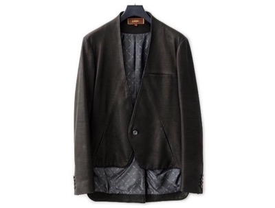 Bennu　Japanese Calf Leather Lapelless Jacket