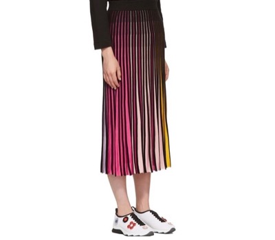 KENZO　Multicolor Rib Knit Colorblock Midi Skirt