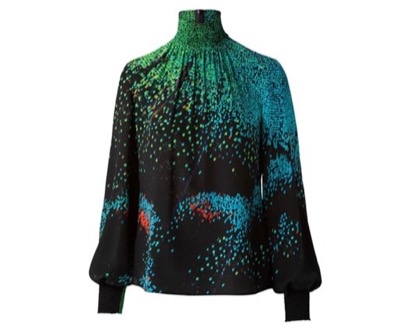 AKRIS　Close-up Butterfly Wing-print Silk Blouse