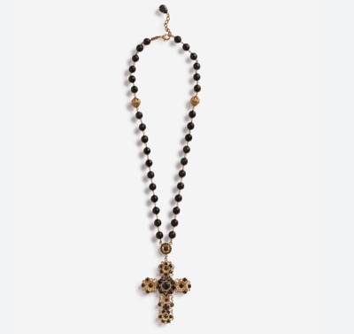 Dolce & Gabbana　BLACK NECKLACE WITH CROSS PENDANT