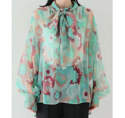 BOWTE　print bowtie blouse
