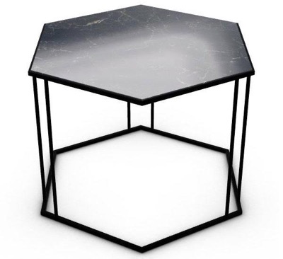 Calligaris（カリガリス）　サイドテーブル 「レニーCS5133-EG」六角形 大 セラミック カルカッタブラックマーブル色