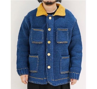 gim context　Hand-Knitted Coverall Jacket