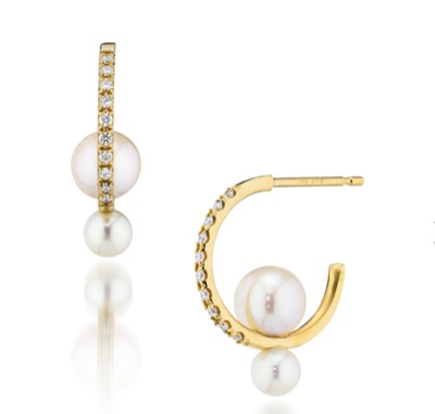 STAR JEWELRY（スタージュエリー）　DIAMOND & BABY AKOYA PIERCED EARRINGS