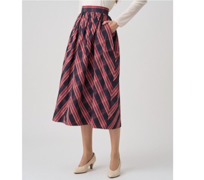 ANAYI（アナイ）　チェックタフタギャザー スカート