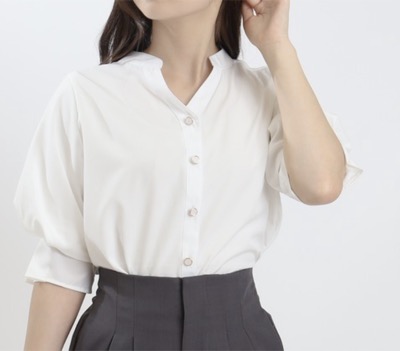 TRUDEA（トルディア）　ボリュームスリーブスキッパーブラウス