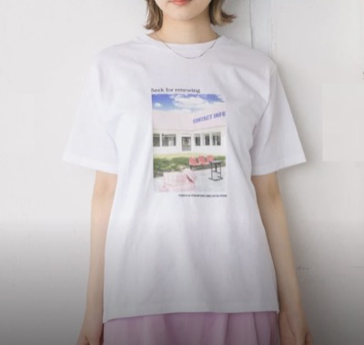 RETRO GIRL　プリント半袖ドロップショルダーTシャツ