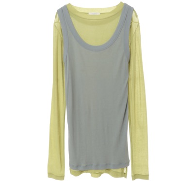 ESLOW　24SS LAYERED TOP - YELLOW x MINT