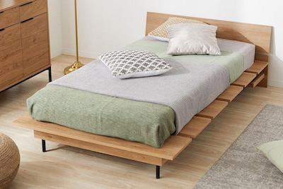 LOWYA　[幅120]シングルベッドフレーム ローベッド ロータイプ 木目調ベッド タップ収納