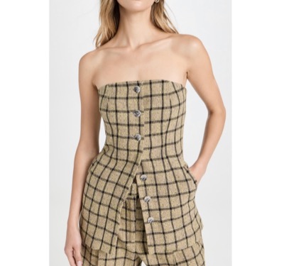 GANNI　Check Suiting Strapless Top Check Suiting Strapless Top