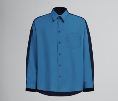 MARNI　ブルー トロピカルウール製シャツ、コントラストバック