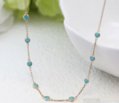 STAR JEWELRY　K10 ネックレス TURQUOISE CIRCLE NECKLACE