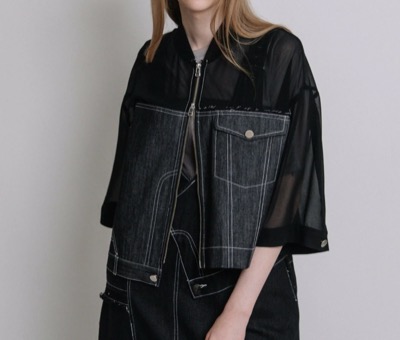 AULA AILA　DENIM COMBINATION BLOUSON