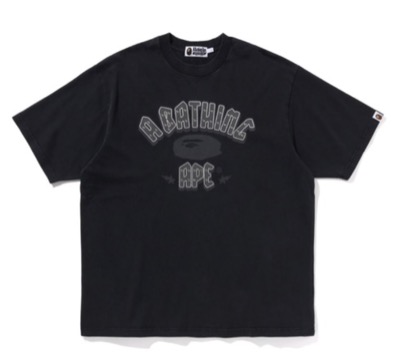 A BATHING APE（アベイシングエイプ）　GARMENT DYE RHINESTONE LOGO RELAXED FIT TEE