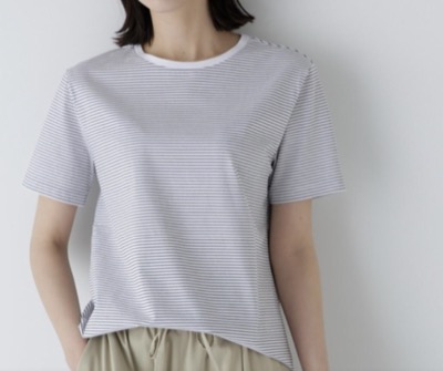 human woman（ヒューマンウーマン）　半袖Ｔシャツボーダーオーガニック綿天竺