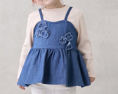 petit main（プティマイン）　花ビスチェ長Tセット (90cm-120cm)
