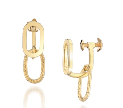 STAR JEWELRY（スタージュエリー）　K10 イヤリング TEXTURE CLIP CHAIN EARRINGS