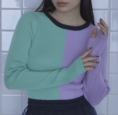 miette（ミエット）　カラーブロックリブニット