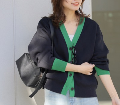 JOURNAL STANDARD relume（ジャーナルスタンダード レリューム）　ダブルニットコントラストカーディガン