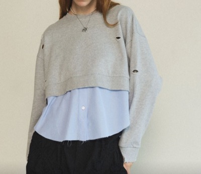 MAISON SPECIAL（メゾンスペシャル）　Shirt Layered Crush Processing Sweatshirt