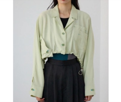 AZUL BY MOUSSY（アズールバイマウジー）　「PLUS」ショートギャザーシアーシャツ