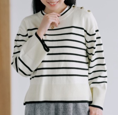 COHINA（コヒナ）　パネルボーダーゆるニット
