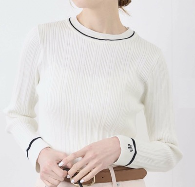 ROPÉ PICNIC（ロペピクニック）　シルク混ワンポイントニットプルオーバー