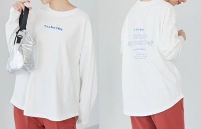 VIS（ビス）　ゆったり着られる、デザイングラフィックプリントアソートロングTシャツ