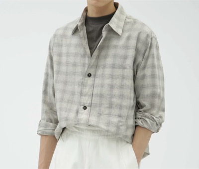 MHL.（エムエイチエル）　WORKWEAR CHECK COTTON SHIRTING (ECRU)
