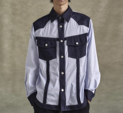 ANDERSSON BELL（アンダースンベル）　ブルー Denim & Stripe シャツ