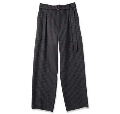CULLNI（クルニ）　Check 1Tuck Wide Pant with Long Belt