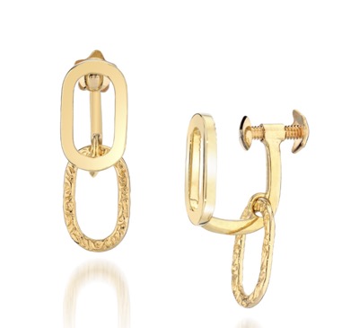 STAR JEWELRY（スタージュエリー）　K10 イヤリング TEXTURE CLIP CHAIN EARRINGS