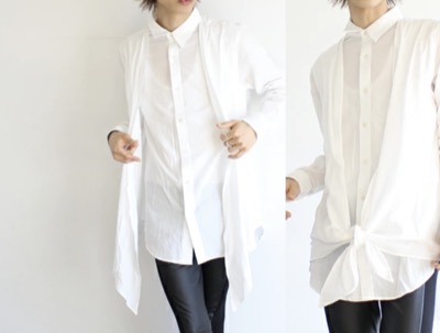 albino（アルビノ）　カシュクールアレンジフェイクレイヤードロングシャツ