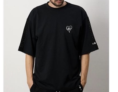 STUD MUFFIN（スタッドマフィン）　ラッセルメッシュ-ヘビージャージー切替 Tシャツ