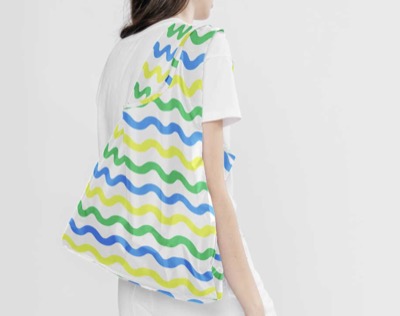 BAGGU（バグゥ）　エコバッグネオンウェーブストライプ