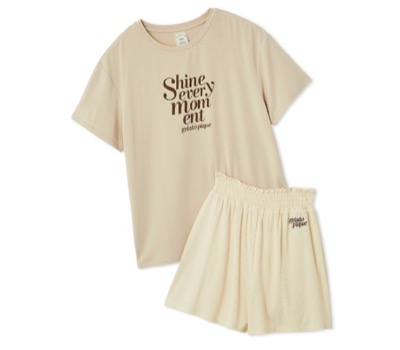 gelato pique（ジェラートピケ）　ロゴTシャツ&リブショートパンツセット