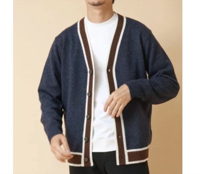 NOLLEY'S（ノーリーズ ）　配色ライン Vネックカーディガン 24AW