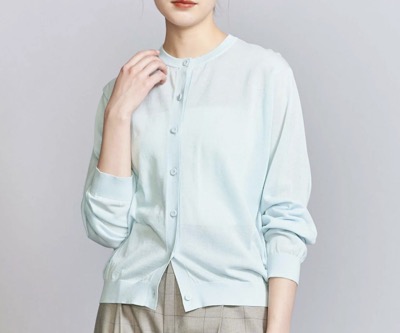 BEAUTY&YOUTH UNITED ARROWS　コットンプレーン クルーネック ニットカーディガン
