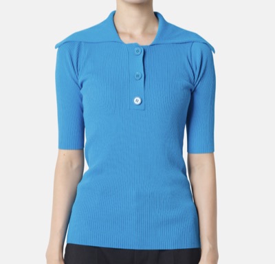 LE CIEL BLEU（ルシェルブルー）　Big Collar Rib Knit Top